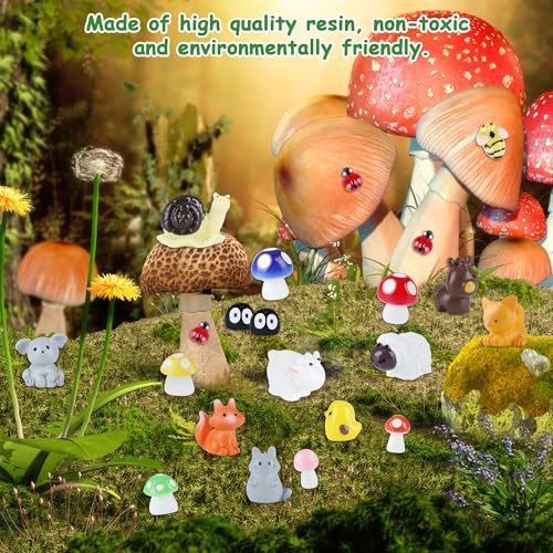100 Stück Mini Tierfiguren Harz Spielzeug Set Ornamente Ente Löwe Elefant Elch Dinosaurier Miniatur Figuren Landschaft Aquarium Geschenk Geburtstag Tortendeko für Jungen Mädchen Party Mitgebsel