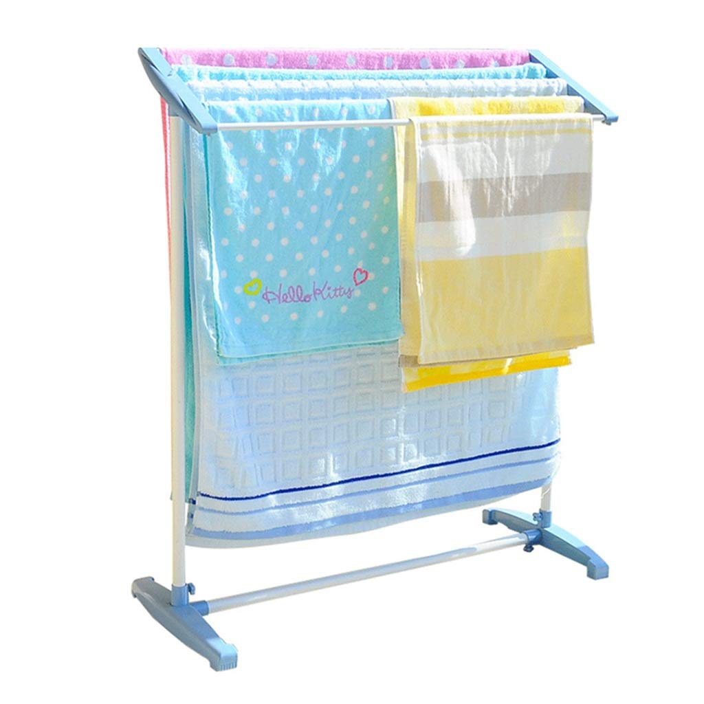 Multifunction Clothes Airer Stainless Steel Laundry Drying Rack Hanger Dry Towel Rail for Indoor or Outdoor 5 Rail Bar Holder Large Capacity 75x32x85cm in Blue