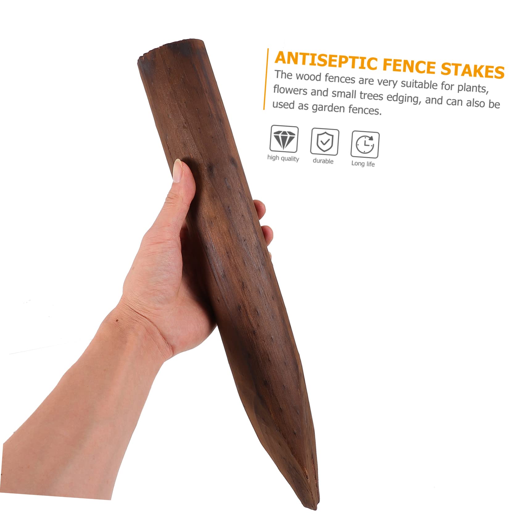 Lot de 2 Piquets de Clôture en Bois Marron, Tuteurs pour Jardin, Robustes et Lisses, pour Petits Arbres et Plantes, Allées et Zones de Pique-