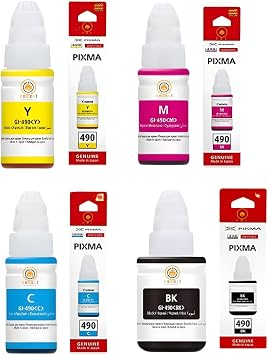 Canon GI-490 Uyumlu 4l  Muadil M rekkep Seti, Pigment Siyah ve 3 Renk, G2411 G3411 G2400 G3400 G4411 i in