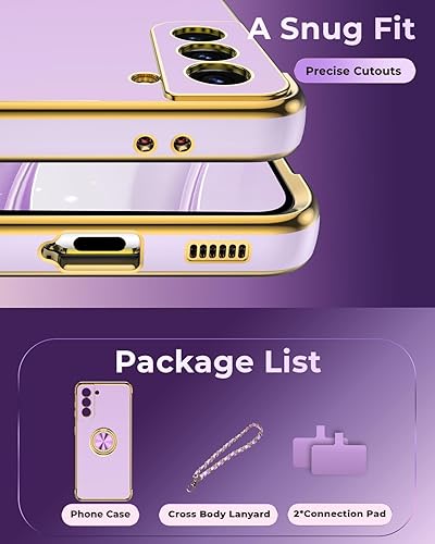 Miniatura 6 de Miss Arts Funda para Samsung Galaxy S21 FE con soporte, funda para teléfono con soporte de anillo, correa de muñeca de lujo para mujeres y niñas,