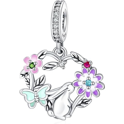 Rimgoris 925 Sterling Silver for Women Bracelets Necklace Safety Chain Clips Heart Rose Gold Cup Airplane Planet Travel Easter Egg Dangle Charm