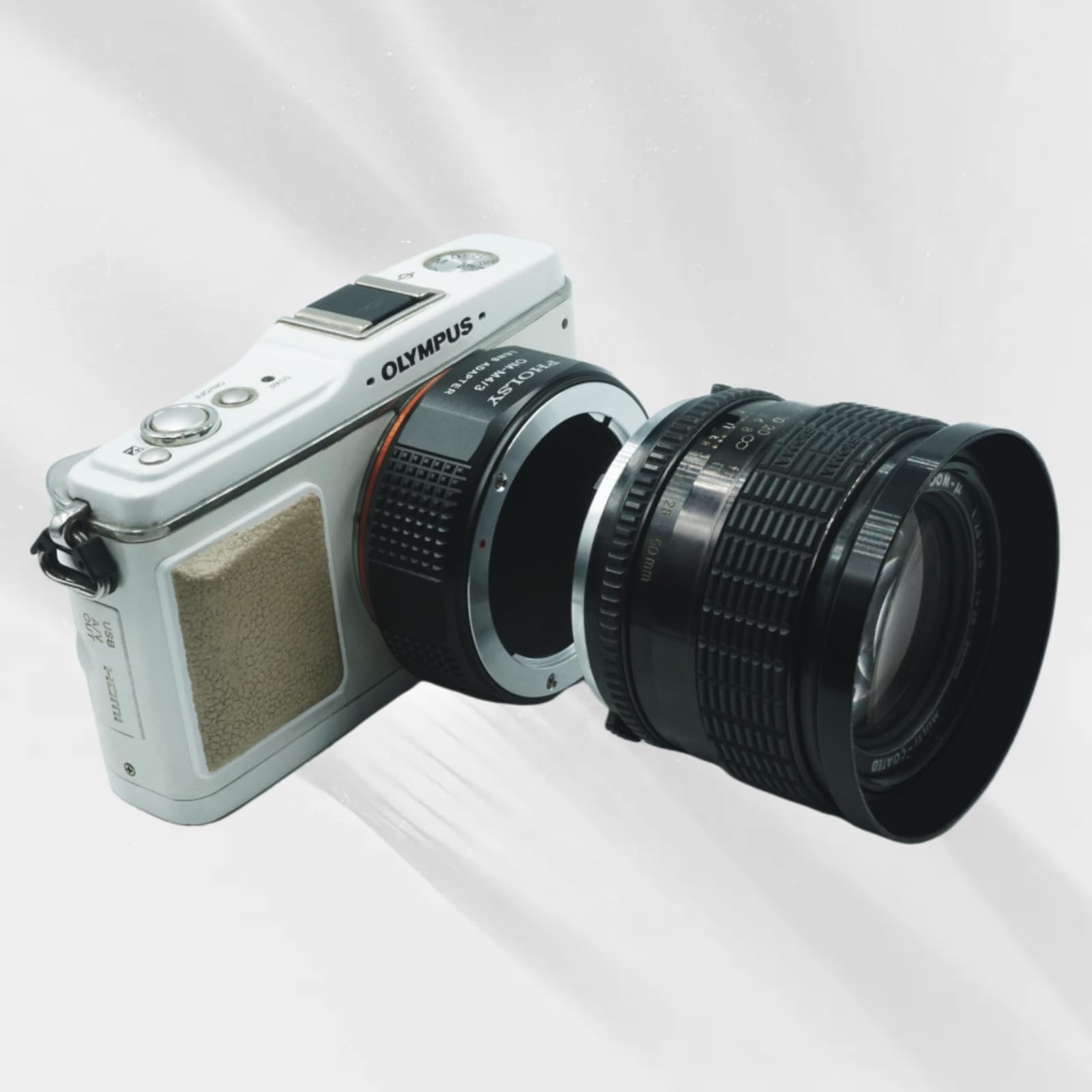 PHOLSY Adaptador de Objetivos OM a M4/3 para Lente de Montura Olympus Zuiko OM y Cuerpo de Cámara Micro Four Thirds M4/3 (MFT Micro 4/3) Montura Compatible con Olympus Panasonic Lumix OM-MFT