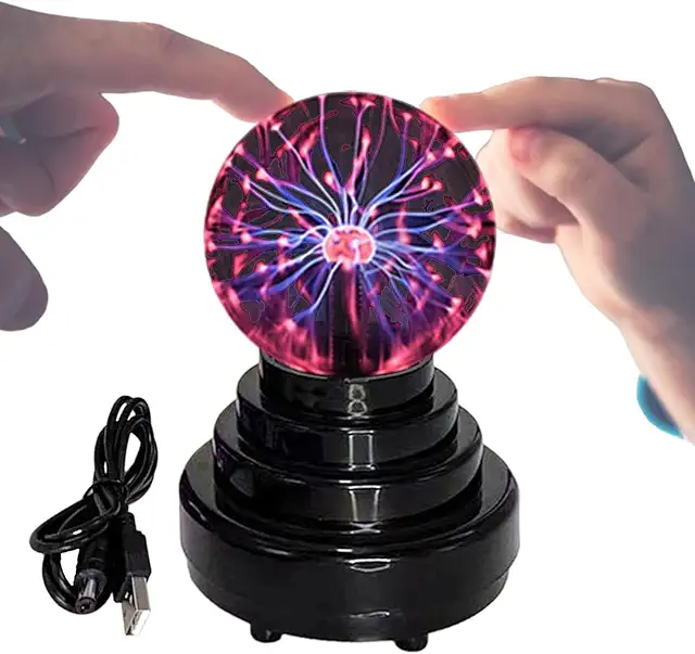 Lampe Boule à Plasma USB Rechargeable - Sphère Interactive Activée par Son et Toucher