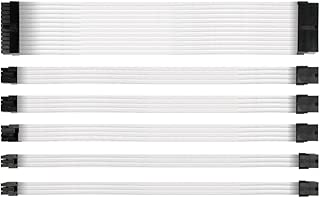 Antec Power Supply Sleeved Cable /24pin ATX /4+4pin EPS /8-pin PCI-E /6pin PCI-E PSU Extension Cable Kit 30cm Length with Combs, White - coolthings.us