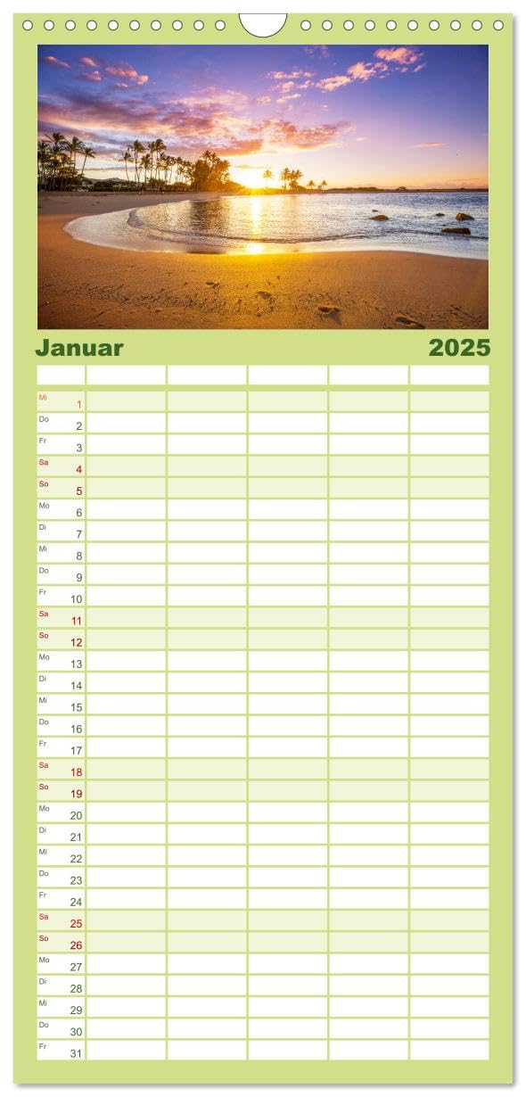 Familienplaner 2025 - Hawaii Traumziel mit 5 Spalten (Wandkalender, 21 cm x 45 cm), CALVENDO: Entdecke die Schönheit von Hawaii mit spektakulären ... so noch nicht gesehen hast. (CALVENDO Orte)