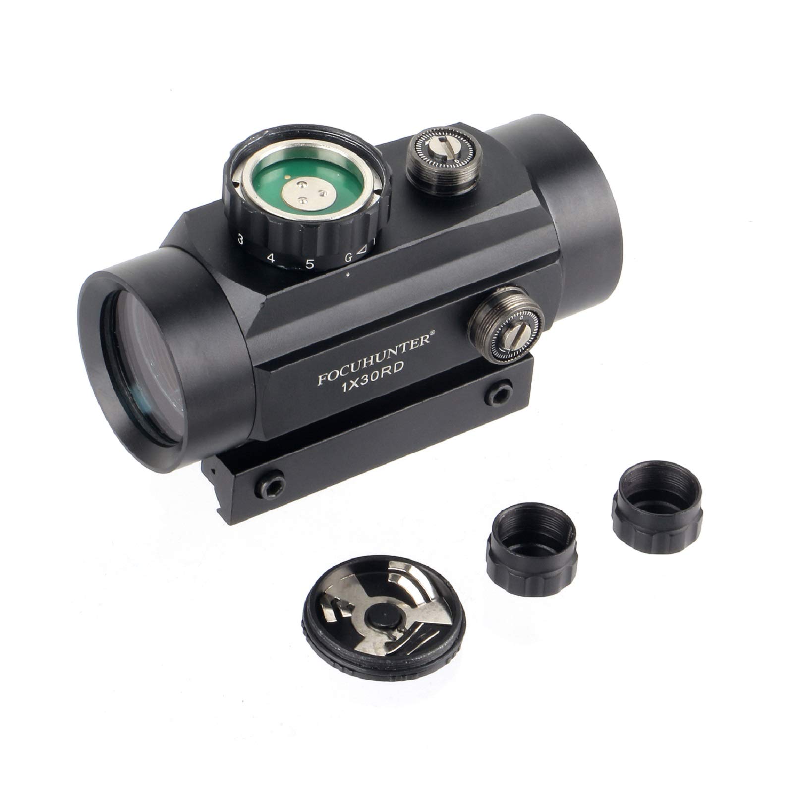 Optics Rot/Grün-Punktvisier 2MOA 1x30mm Beschlagfreies und stoßfestes taktisches beleuchtetes Zielfernrohr für Picatinny 20mm Schienenmontage und 11mm Schwalbenschwanzschienen