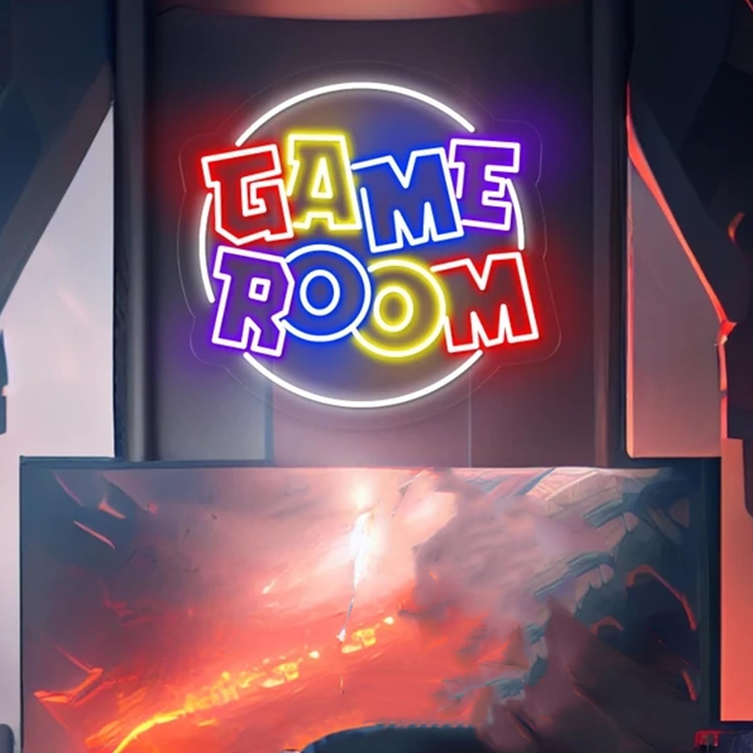Game Room Led Grande Insegna al Neon Luce Dimmerabile Acrilico Gaming Neon Wall Art Lights Game Zone Decorazione da Parete Regalo Alimentazione USB per Ragazze Ragazzi Amanti del Gioco, 35,1 x 35,8 cm
