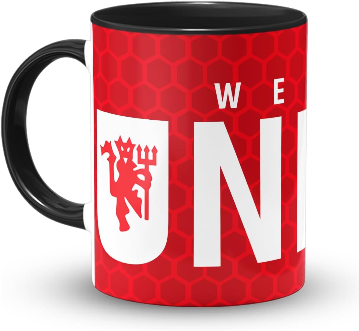 We are United Printed Black Mug with Print | Football Coffee Mug 11oz | Milk Mug This Mug is Microwave and Dishwasher Safe 330ml | MUG-684