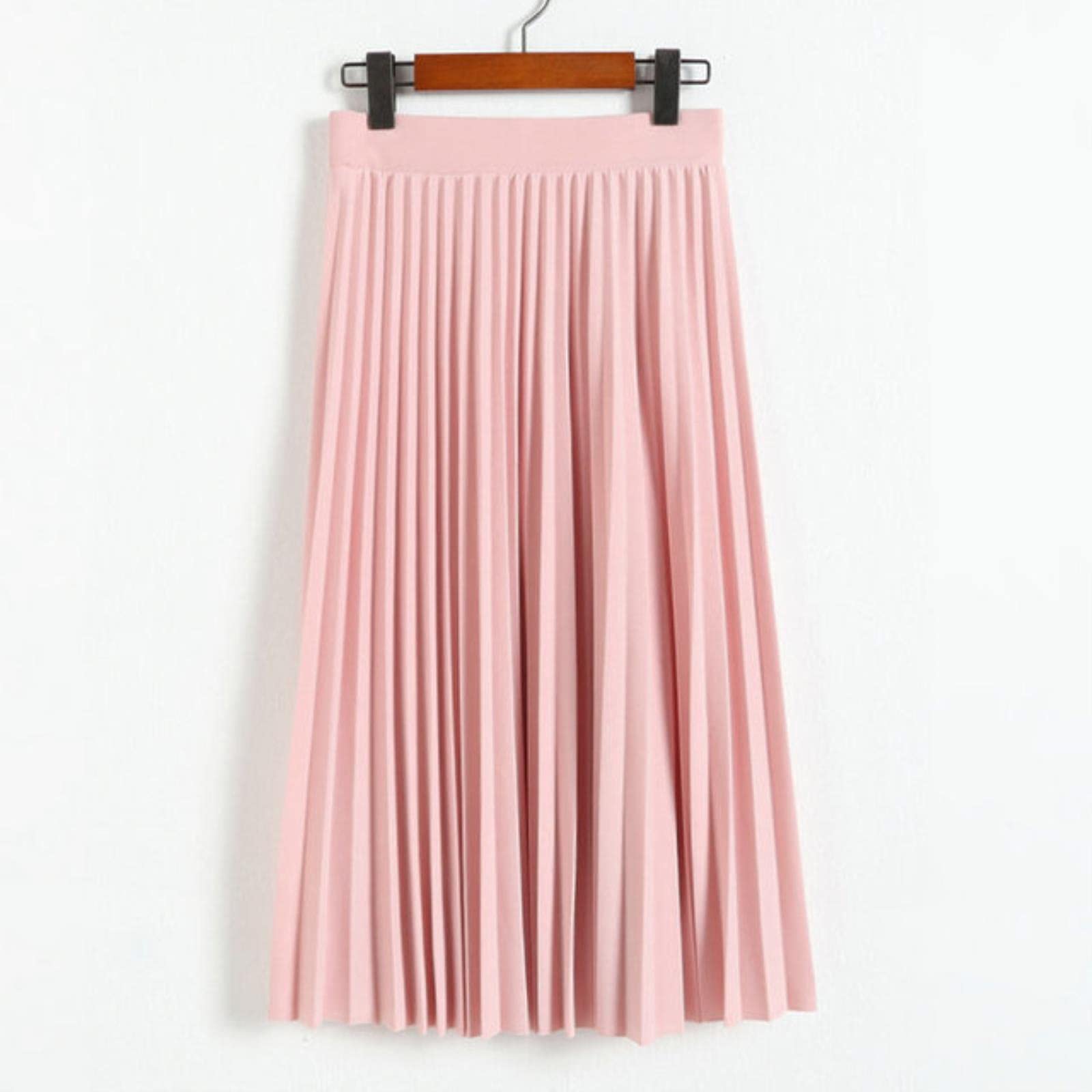 Jupe plissée Mode Femmes Taille Haute Plissée Jupe Élastique De Demi-Longueur De Couleur Solide