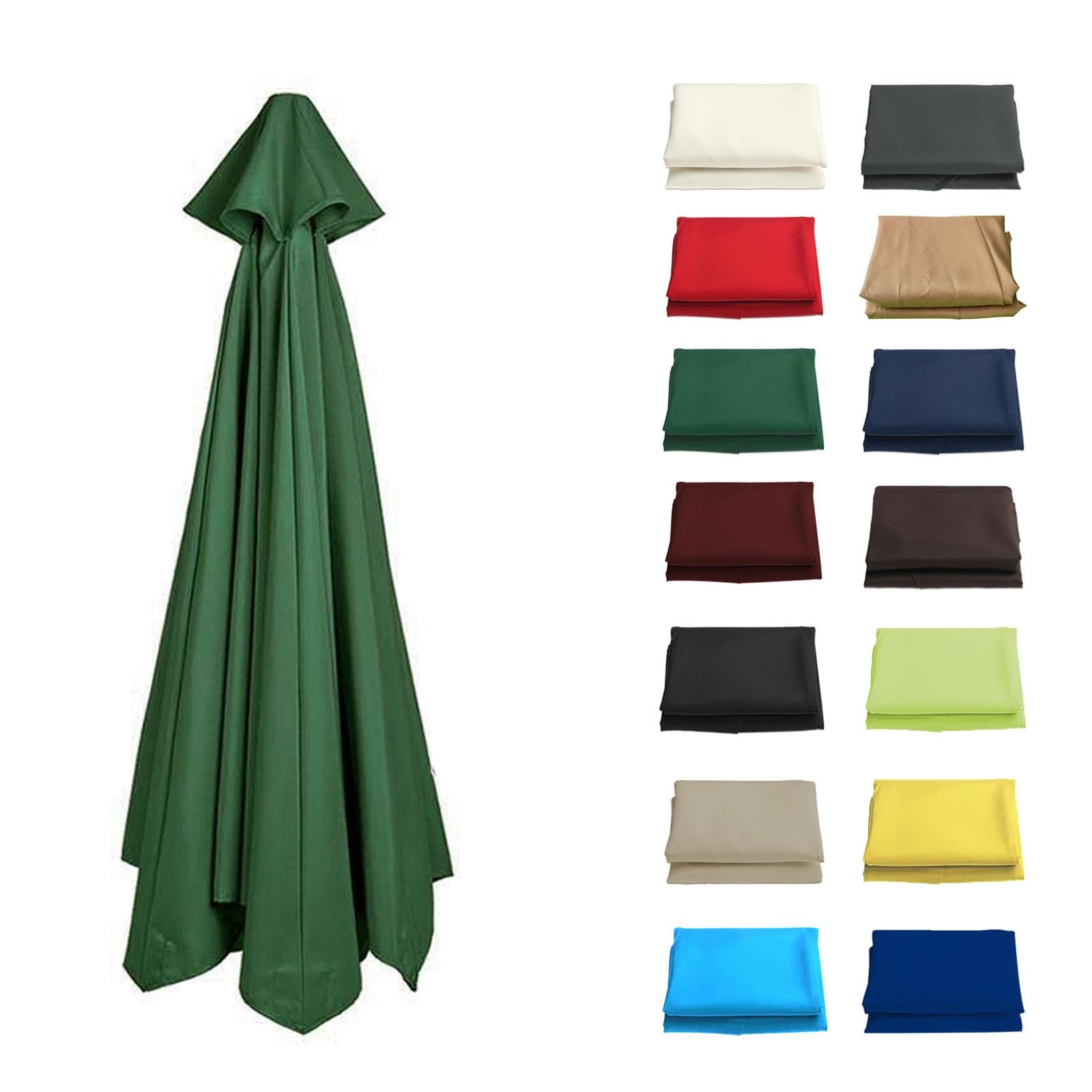 GZDXBF 6/8 Arms Umbrella Replacement Cloth, UV50+, Replacement Parasol Fabric Canopy 200/270/300cm, Umbrella Canopy Replacement Cloth, Waterproof Anti-Ultraviolet(Color:Green,Size:8 ribs-3m(9.8ft))