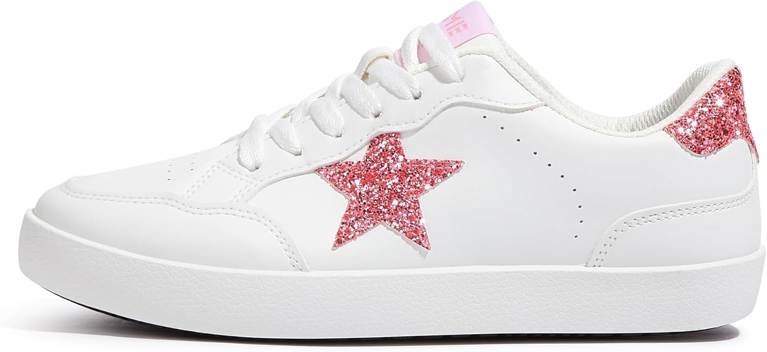 Fashion Star Sneakers for Women Glitter Sequins Lace Up Low Top Walking Shoes Comfortable Cushioned for Party, Casual & Daily Outfits