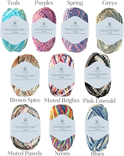 Miniatura 9 de Eco Basics - Ovillo de hilo grueso para tejer y tejer ganchillo, acrílico reciclado, ecológico, hilo grueso gigante, arcoíris, jumbo, total de 10.5