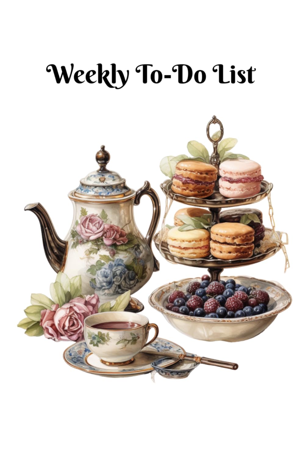 Weekly To-Do List: Undated 52-Week To-Do List Planner and Journal for Any Writer’s Toolbox, Managing Work Tasks, Writing Goals, or Planning Daily Routines: Vintage Tea Room Edition