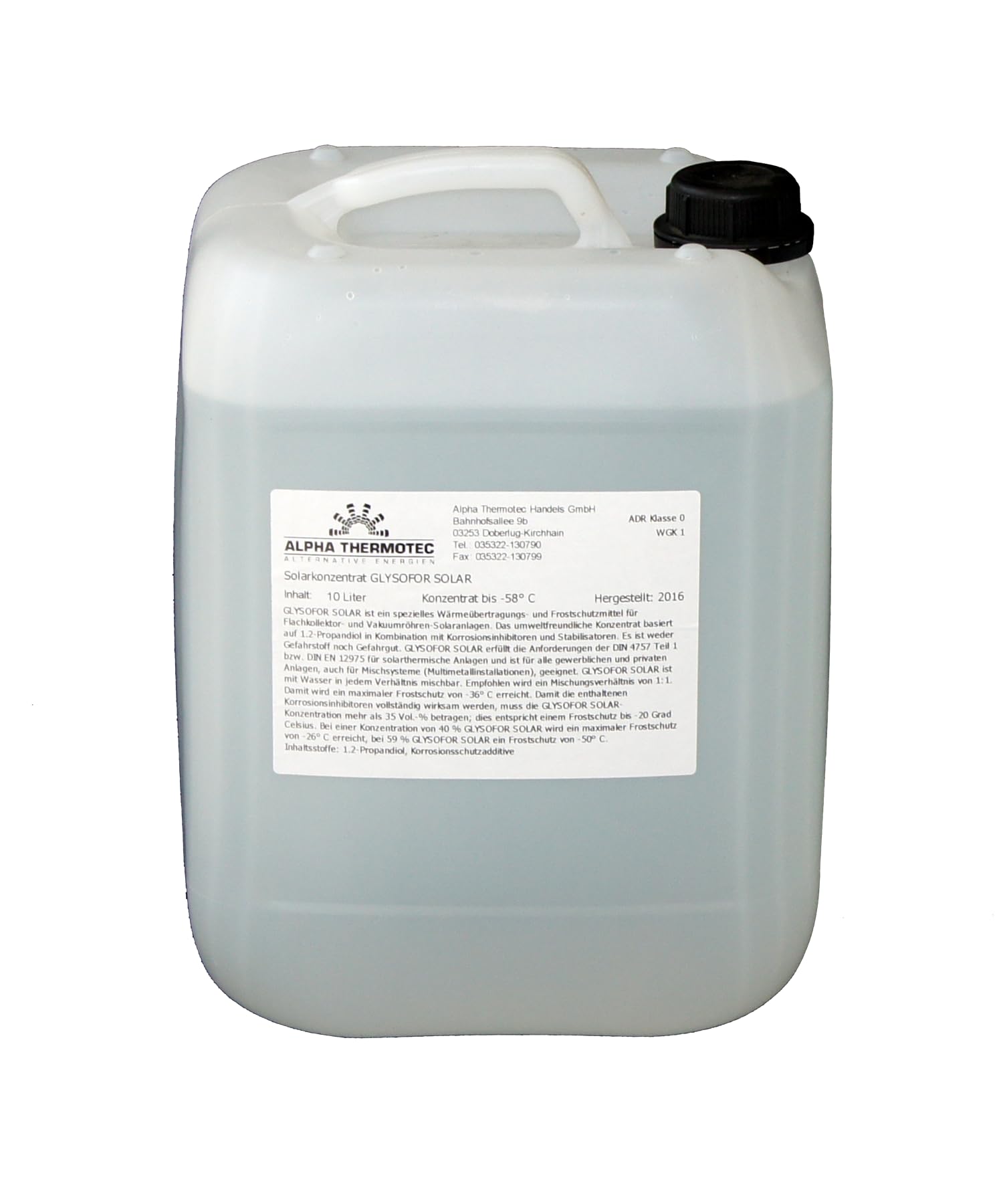 Solarflüssigkeit Konzentrat bis -58° C 10 Liter Farblos