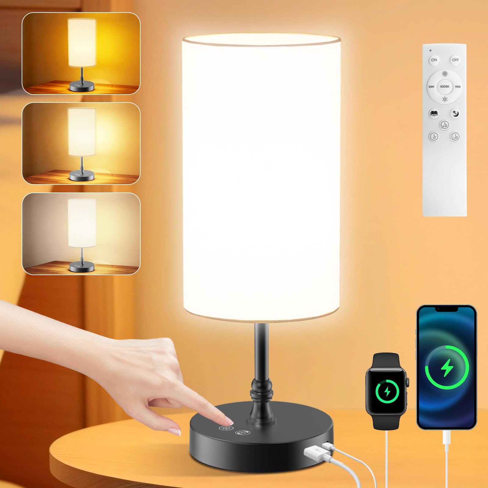 Lámpara de terapia de luz SAD 12000 Lux CRI95 espectro completo control remoto atenuación continua temporizador memoria 360° sin UV negro