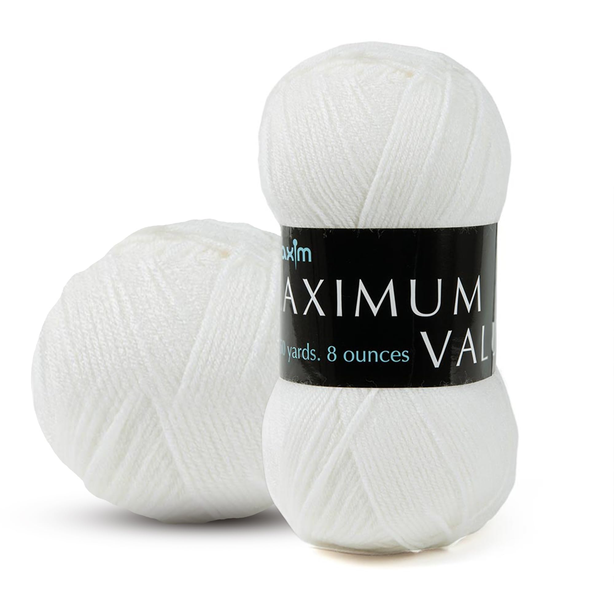 - Maximum Value Acrylic Yarn for Crocheting and Knitting, Soft Worsted Weight White Yarn 4, Ideal for Blankets, Sweaters, Hats, and Scarves, 8 oz Skein (474 Yds), White - 1 Skein