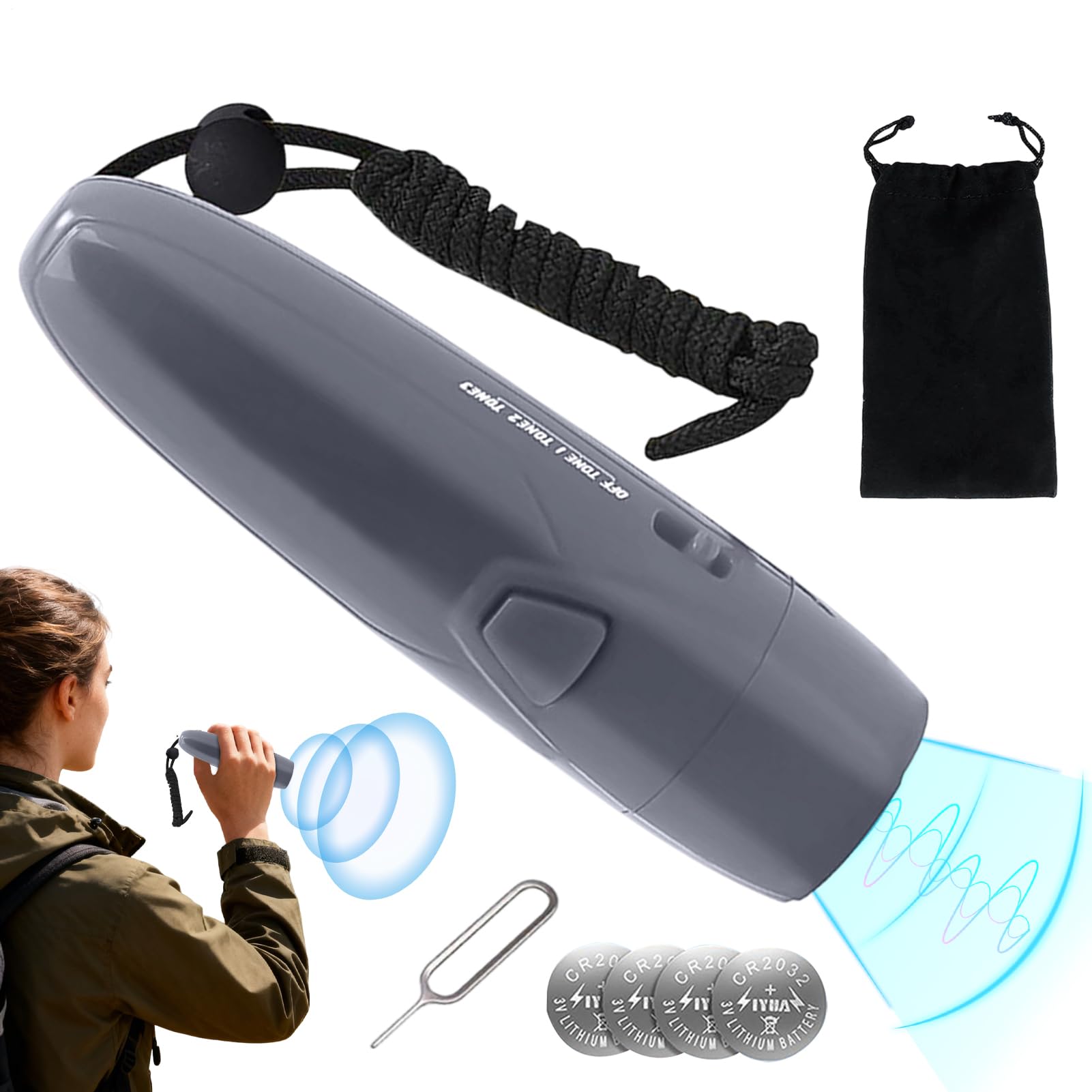 Bärenalarm Horn – wiederaufladbare elektronische Pfeife 3 Modi | Lauter Sicherheitsalarm für Bären, Wildtiere | Wanderer Camper Angler Trail Schutz Geschenk
