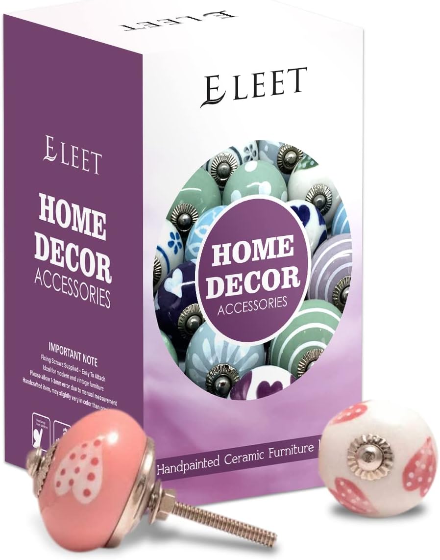 Assorted Ceramic Knobs Premium Quality Vintage Cabinet Cupboard Door & Drawer Pulls Chrome Hardware (12, Pink & White) - Image 3