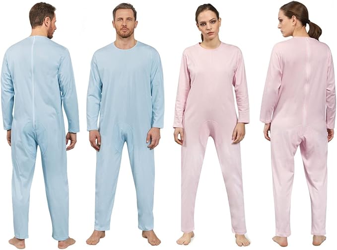 Pigiama Intero Sanitario Per Anziani - Zip, 100% Cotone, Manica Lunga, Made In Italy - Foto 10