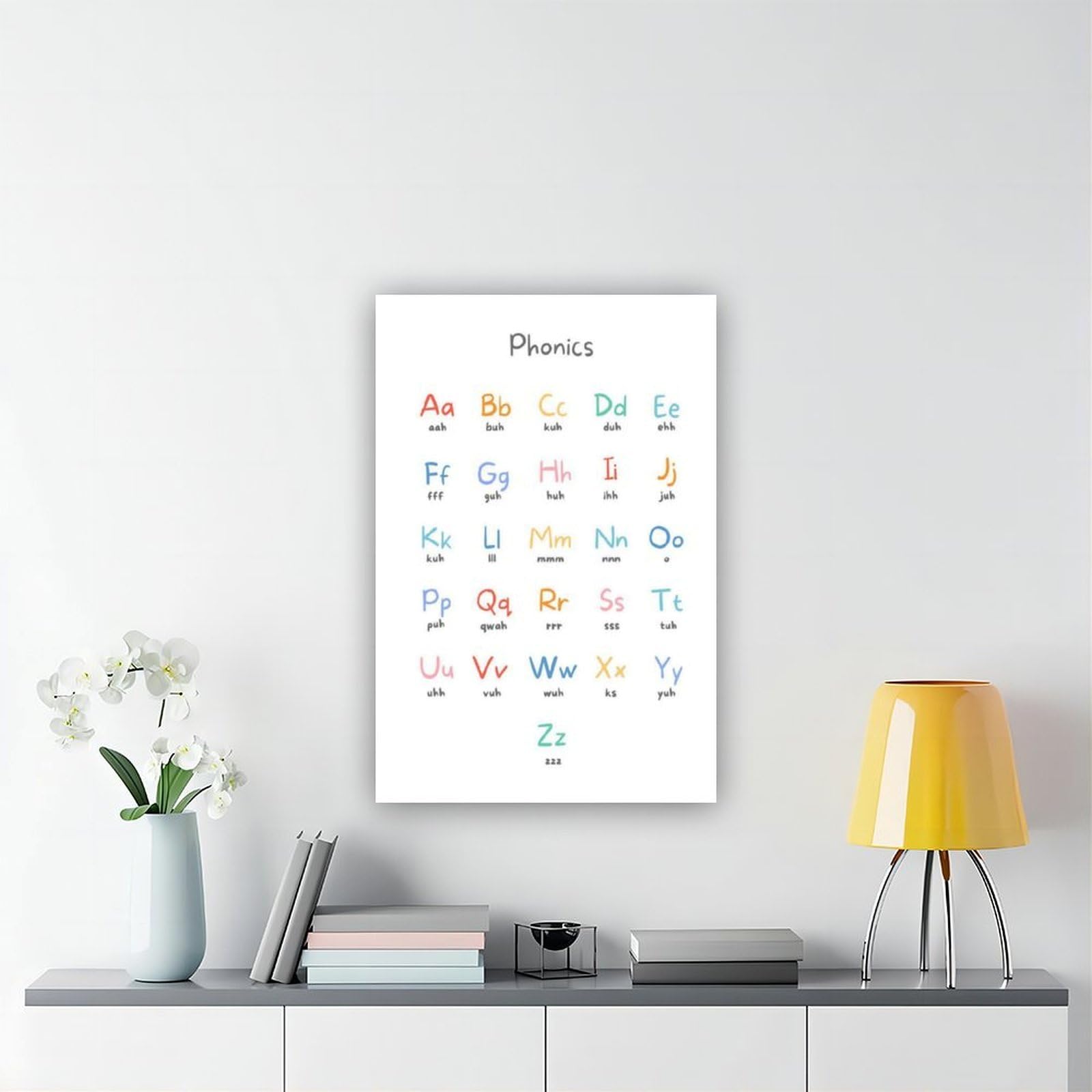 Tableau orthographique ABC Alphabet - Décoration éducative et éducative pour chambre d'enfant - Décoration de chambre à coucher, bureau, chambre à coucher, cadeau - 40,6 x 61 cm (L x l)