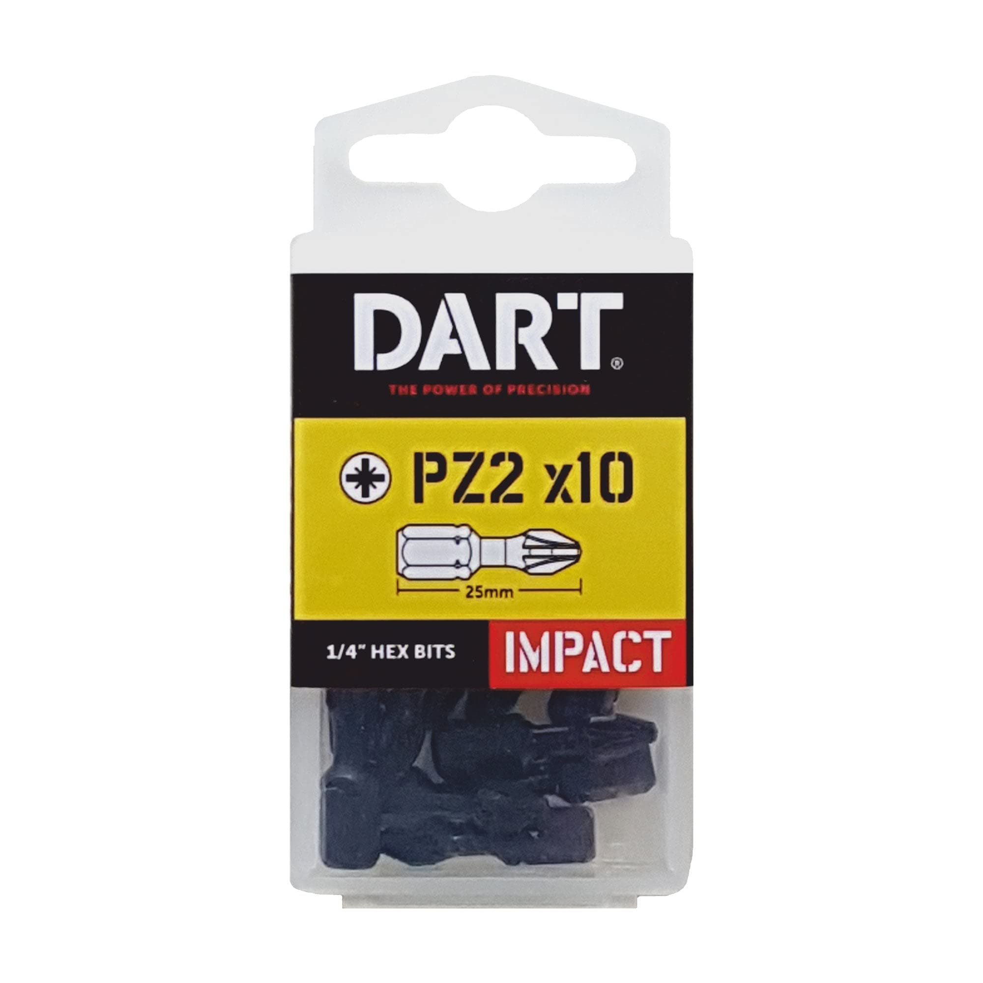 B&Q -  Pz2 Impact Driver Bit Hex Impact Resistant Screwdriver Power Tool 10 Pack 25mm