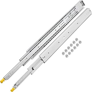 VEVOR 40 Inch Drawer Slides with Lock, 1 Pair, Heavy-Duty Industrial Steel up to 500 lbs Capacity, 3-Fold Full Extension, Ball Bearing Lock-in & Lock-Out, Side Mount