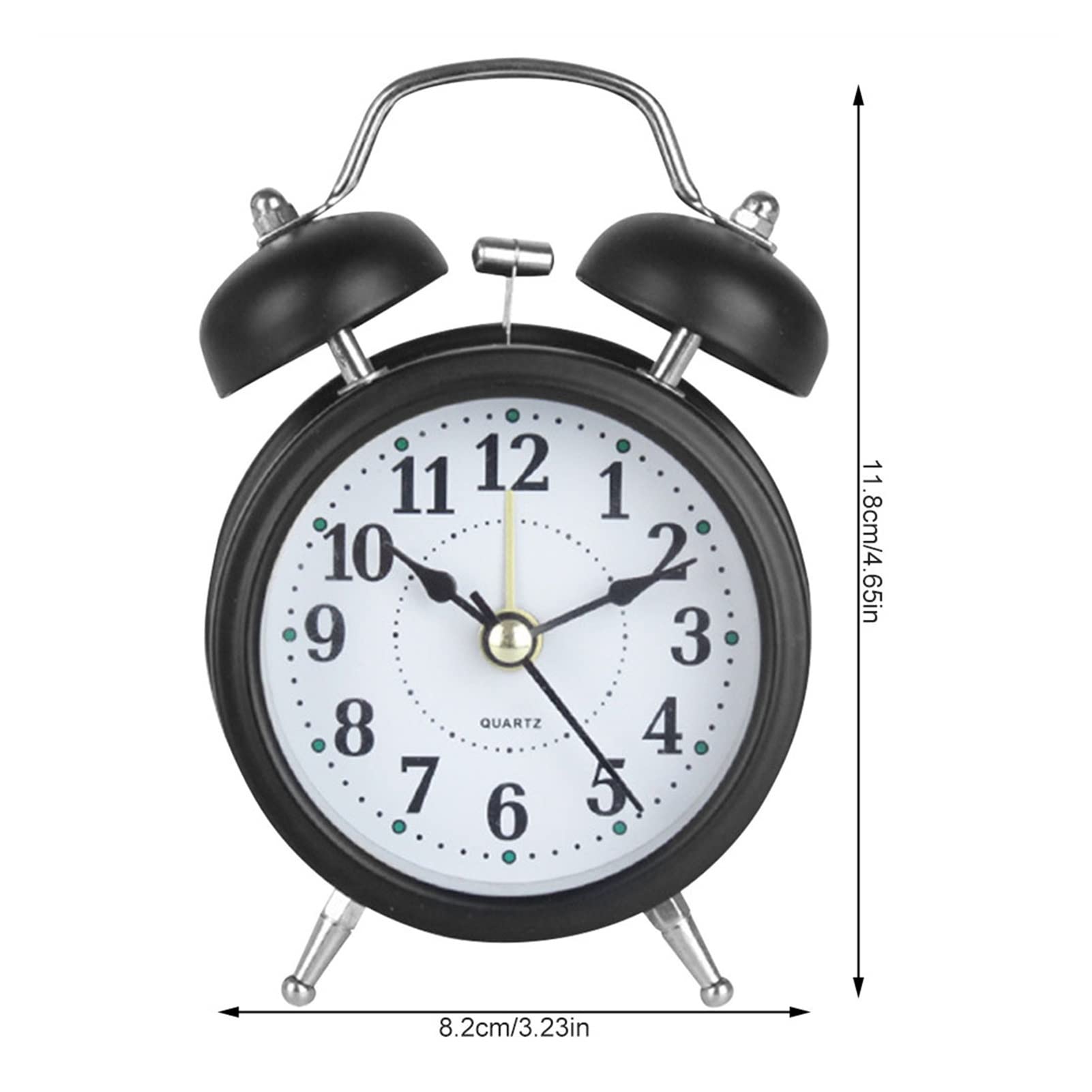 Despertador Infantil de 3 Pulgadas con Doble Campana y Marco de Metal con luz de Fondo, luz Nocturna, Reloj de Mesa para el hogar, la Oficina, el Dormitorio, la mesita de