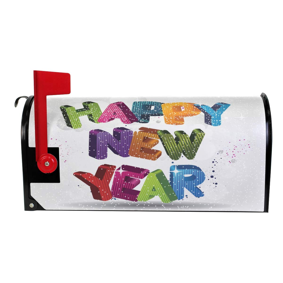 WOOR Happy New Year Magnetic Mailbox Cover Standard Size for Garden Yard Outdoor Decorations-18 x 20.8