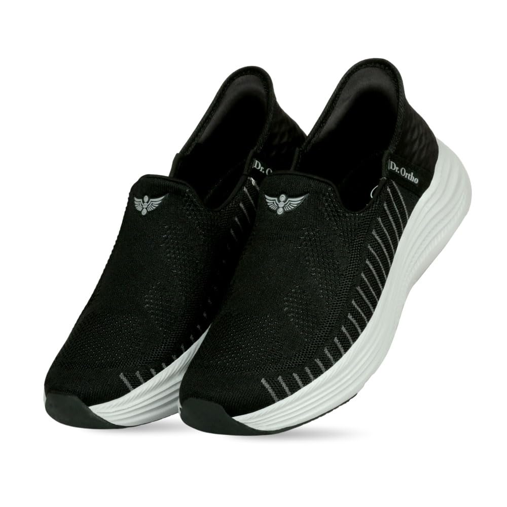 dr.ortho Flexi Ease Walking Sports Shoes for Men | Soft Cushioned | Flexible, Breathable and Comfortable |Stylish Soft Shoes| Regular Wear Without Lace Shoes | Running Walking Shoes | Size – 08 Charcoal Black-picture-36