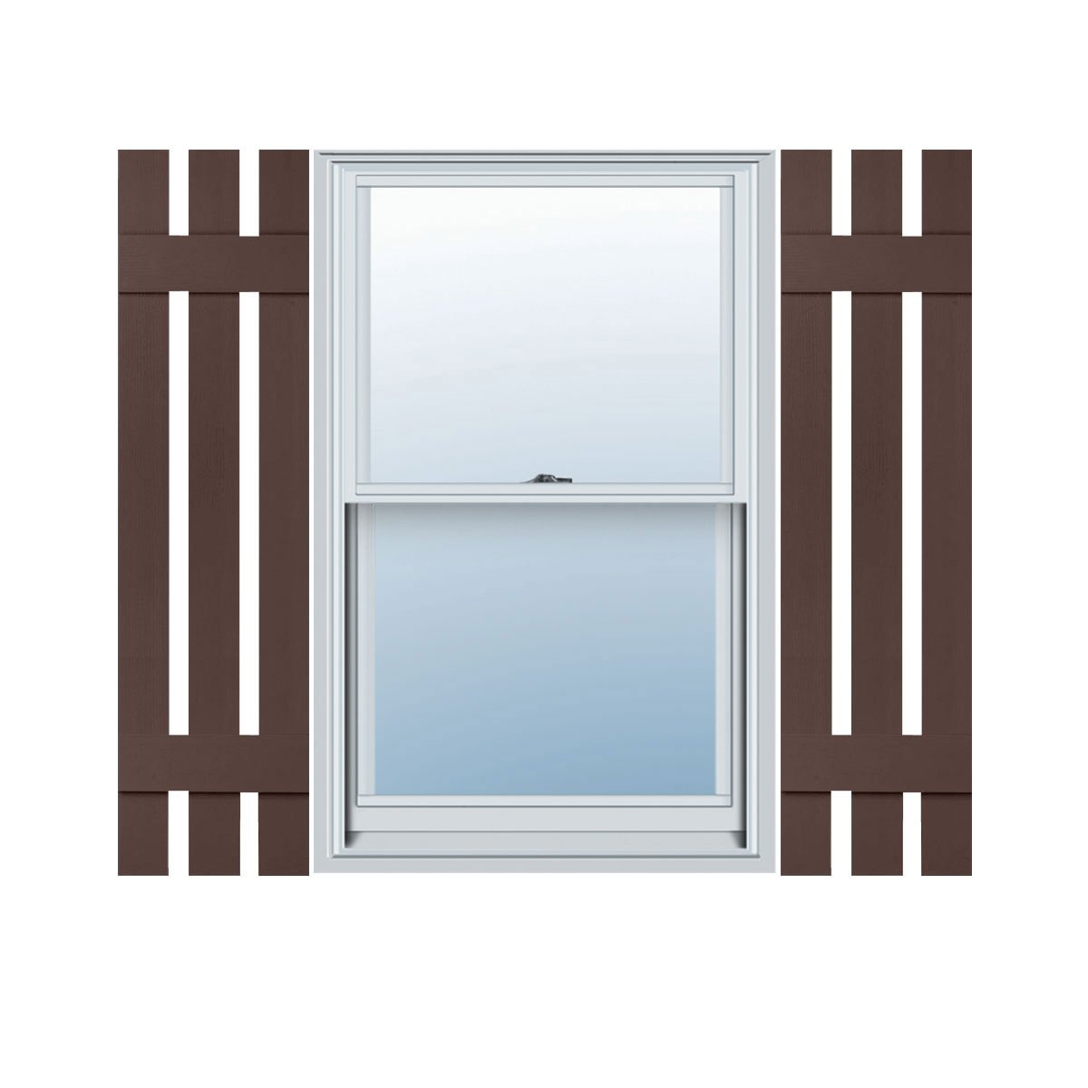 Mid America 00031247009 Standard Size Three Board Spaced Vinyl Shutters, w/Installation Shutter-Lok's & Matching Screws (Per Pair), 009, 12"W x 47"H, Federal Brown