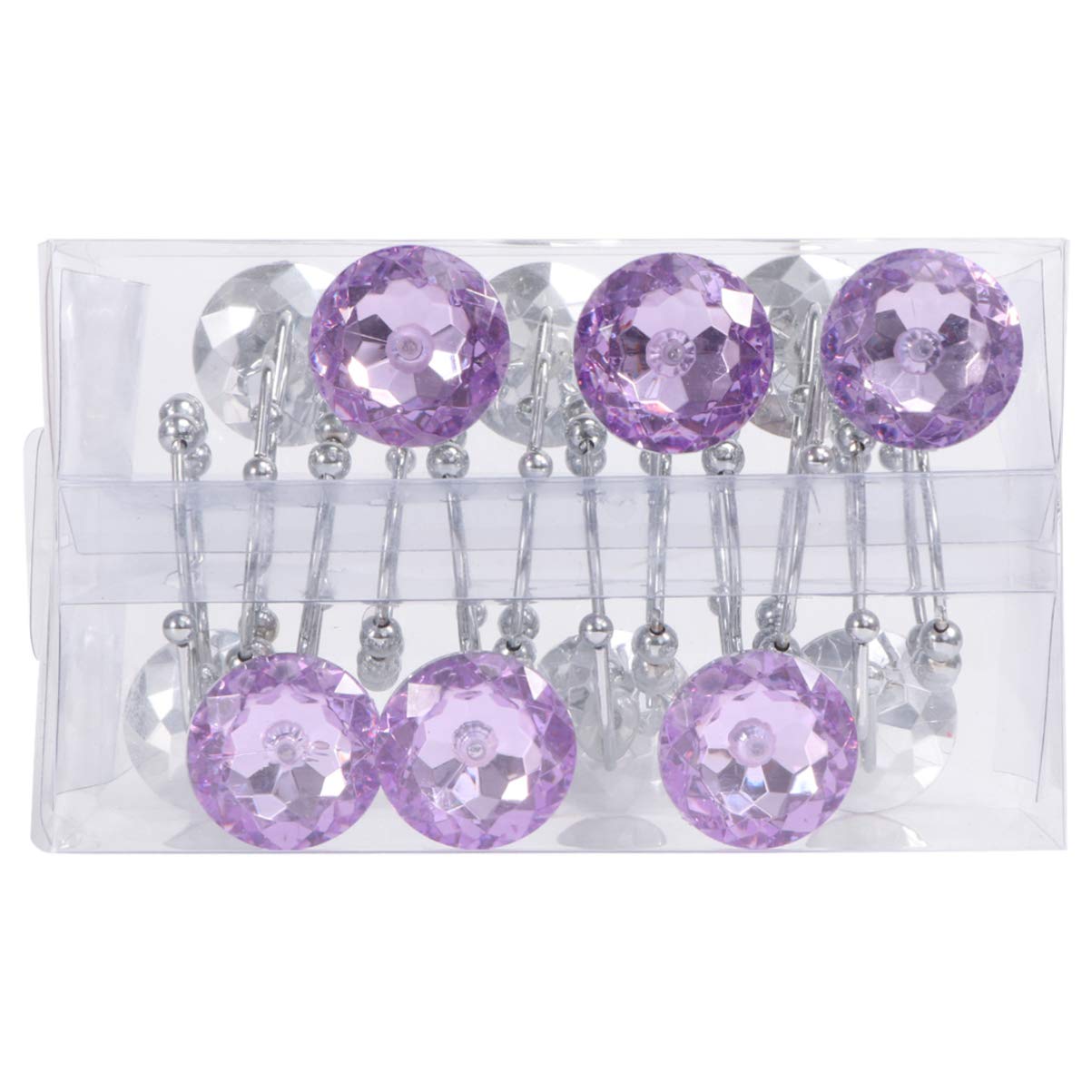TOPBATHY 12pezzi Ganci per Doccia e Rivestimenti Ganci Doppi Scorrevoli in Acciaio Inossidabile per Anelli con Design Strass Decorativi