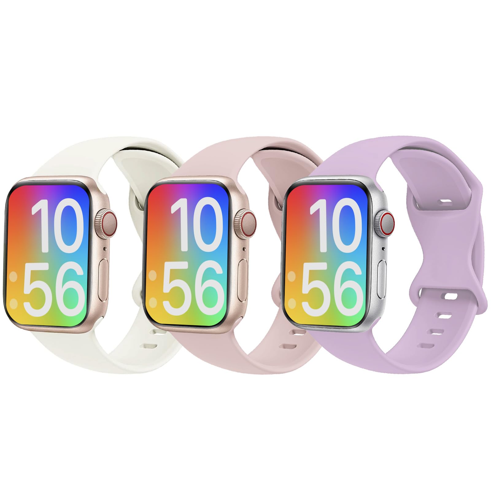 Compatible with Kids Apple Watch Band SE3/SE2/SE & Series 11/10/9/8/7/6/5/4/3/2/1, 3 Pack Soft Silicone Waterproof Sport Strap for Kids Girls Boys