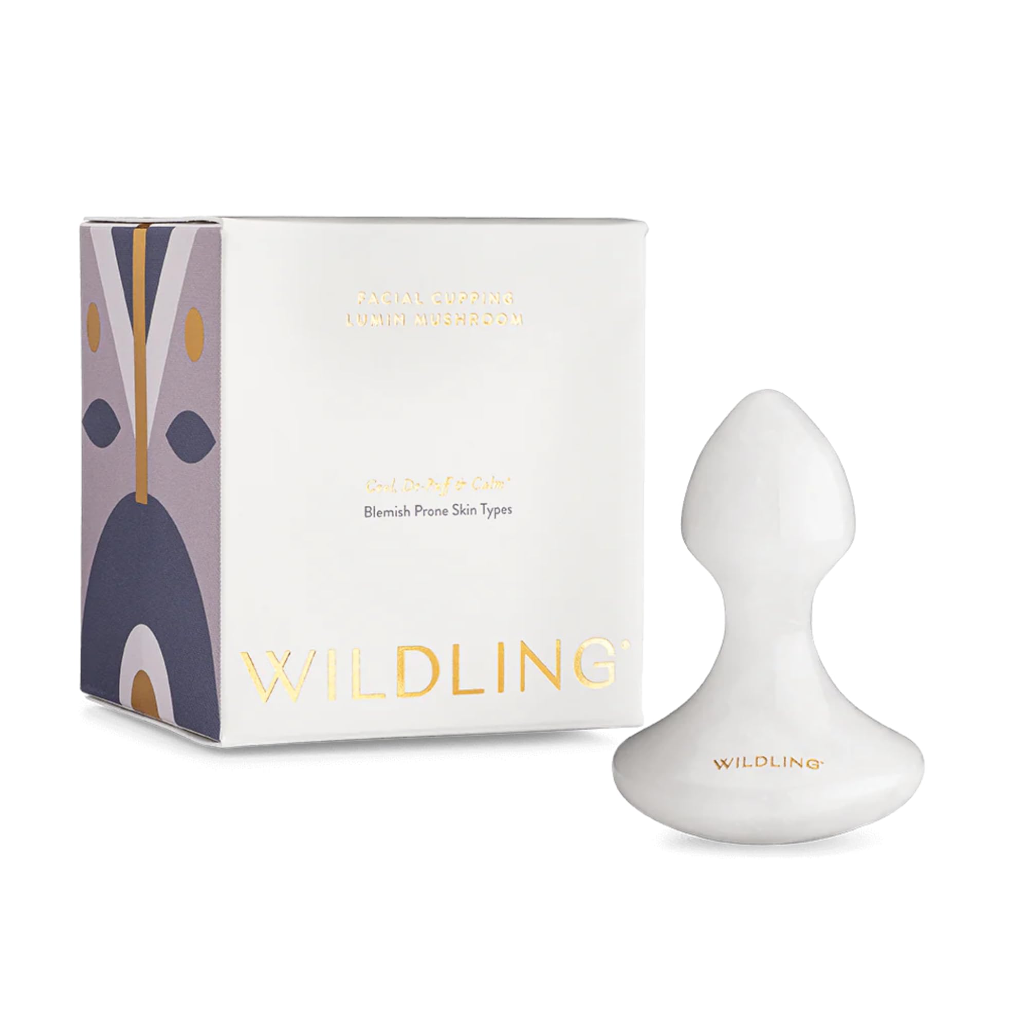 Lumin Mushroom | Facial Massage Stone | Made with White Jade | Designed to Cool + De-puff + Calm the Skin | Perfect with Lumin Oil