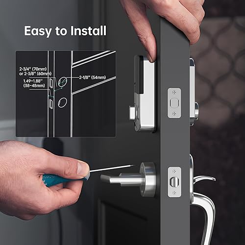 Miniatura 9 de Cerradura de puerta de entrada sin llave con asa juego de cerradura inteligente para puerta delantera, cerradura de teclado WiFi 11 en 1 con asa,