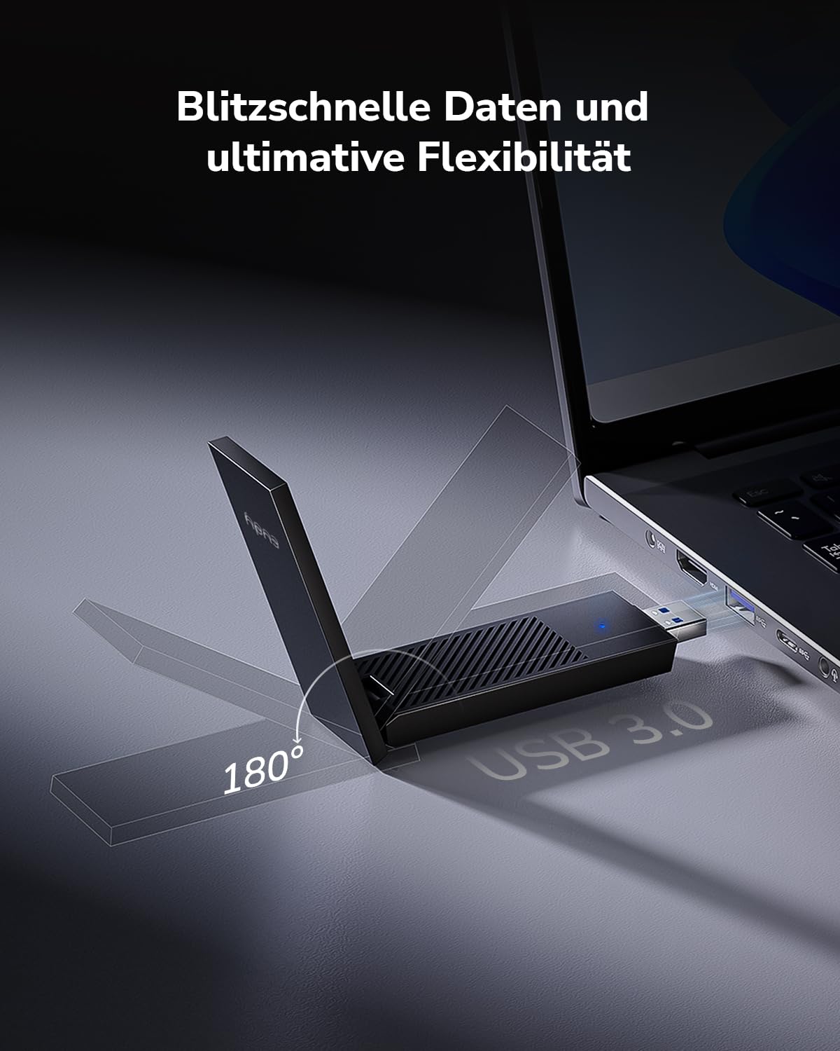 Cudy BE6500 Tri-Band Wi-Fi 7 Wireless USB 3.0 Adapter WU6500 WiFi für Desktop-PCs, unterstützt Windows 11/10, Antennen mit hoher Verstärkung, 6 GHz, 4K-QAM, 160 MHz, WPA3 | WiFi 7, 688+2882+5765 Mbps, Langstreckenantenne, Universal-Serial-Bus 3.0, OFDMA,