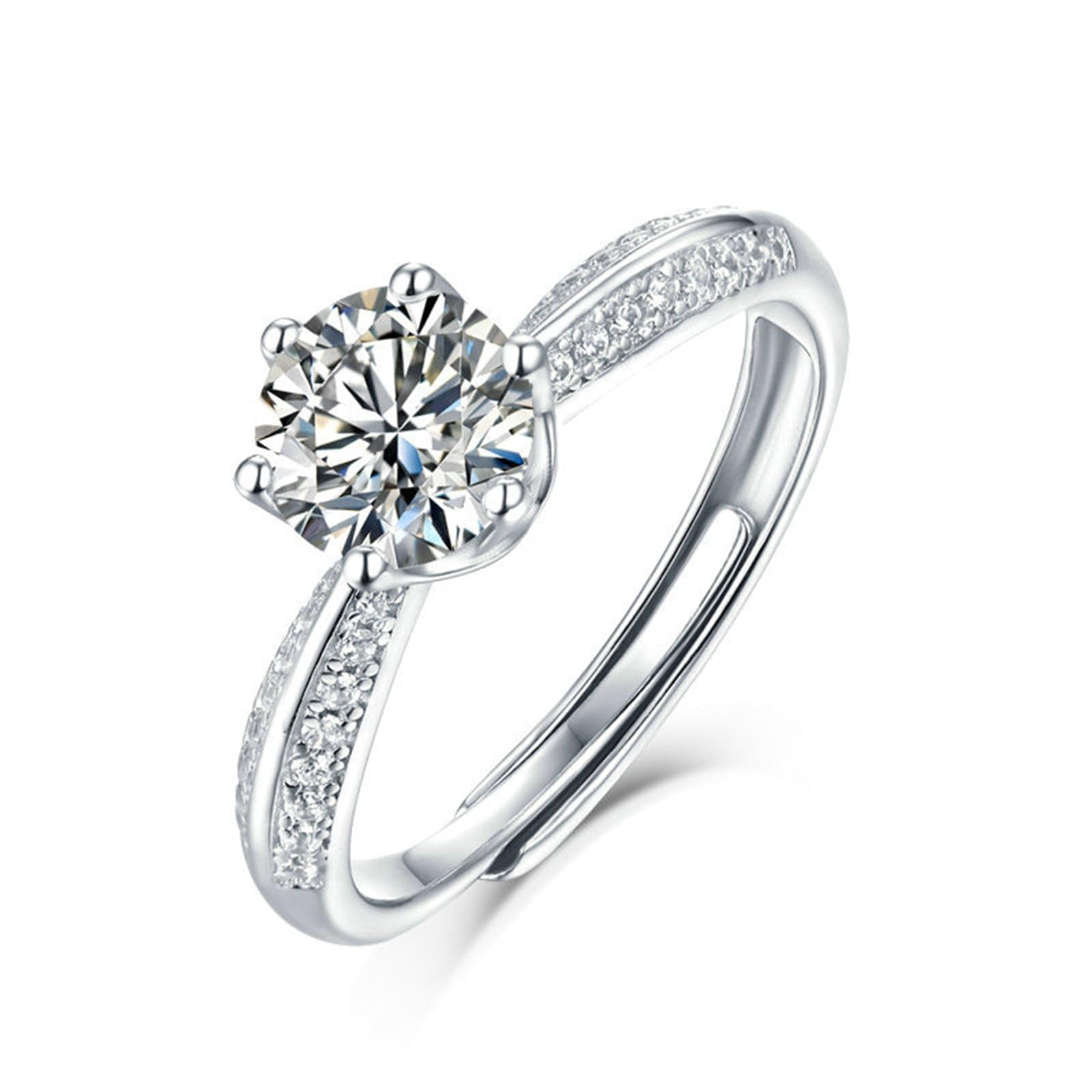 Anelli di Fidanzamento in Oro, Oro Giallo 9K 14K 18K Anello con promessa a 6 Punte con moissanite da 1 carato