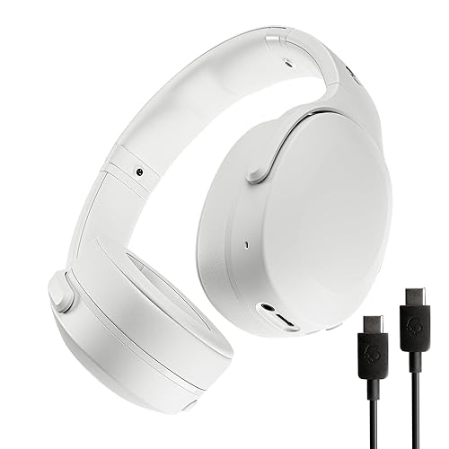 Skullcandy Crusher Evo Wireless Bluetooth Headphones with Extra USB-C Charging Cable, Multi-Sensory Bass, Noise Isolating Over-Ear Fit, 40 Hours Battery, Microphone for iPhone Android - Bone - Bone - Bundle