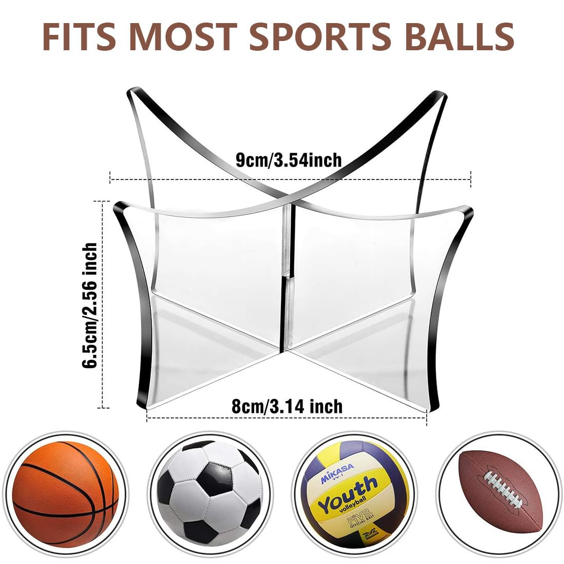 Porta Palloni In Acrilico - Supporto Per Calcio, Basket, Volley, Design Triangolare Stabile - Foto 10