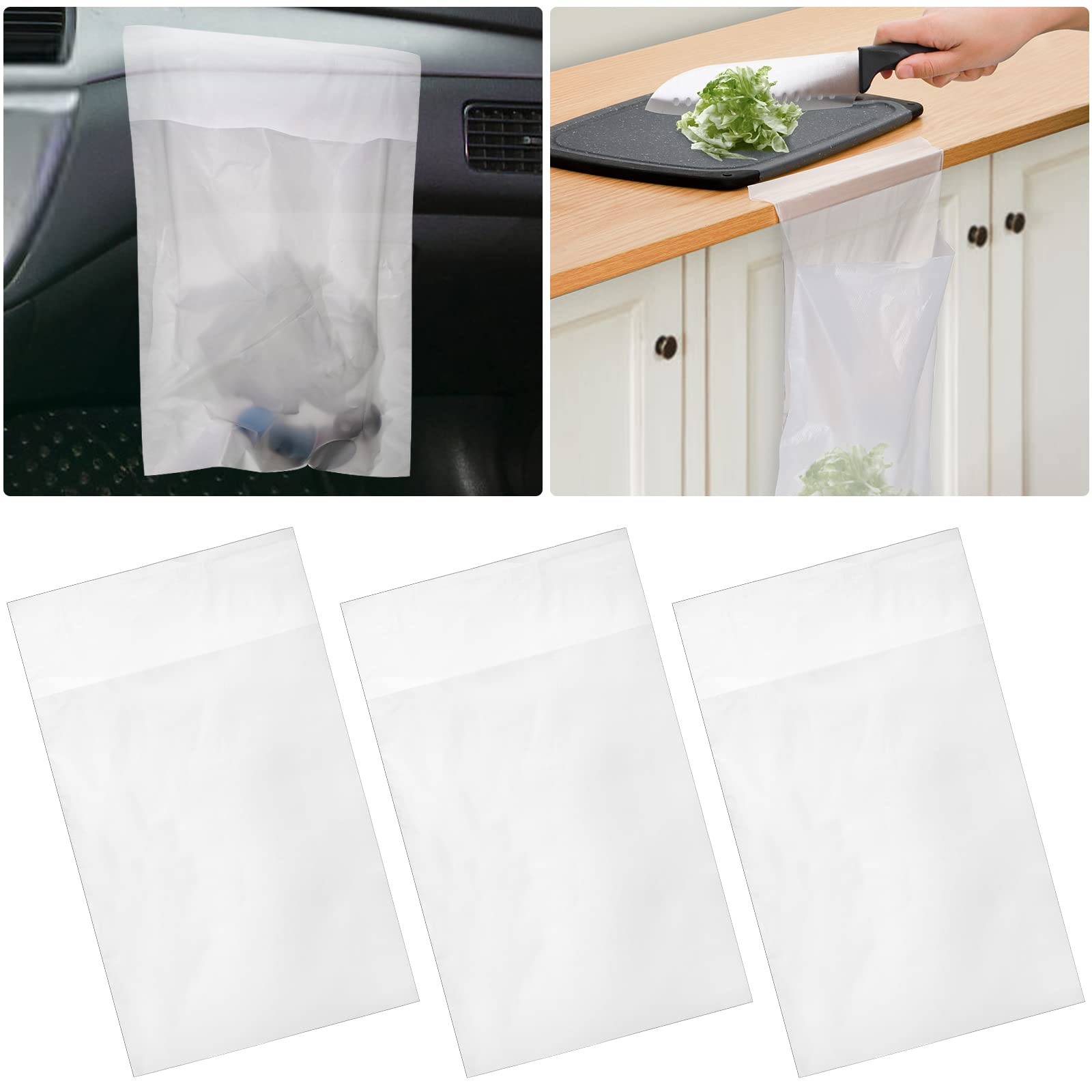 Hedume 200 PCS Car Garbage Bag, Easy Stick-On Disposable Auto Trash Bag, Car Vomit Bag, Waterproof Leakproof Large Capacity Portable Convenient,