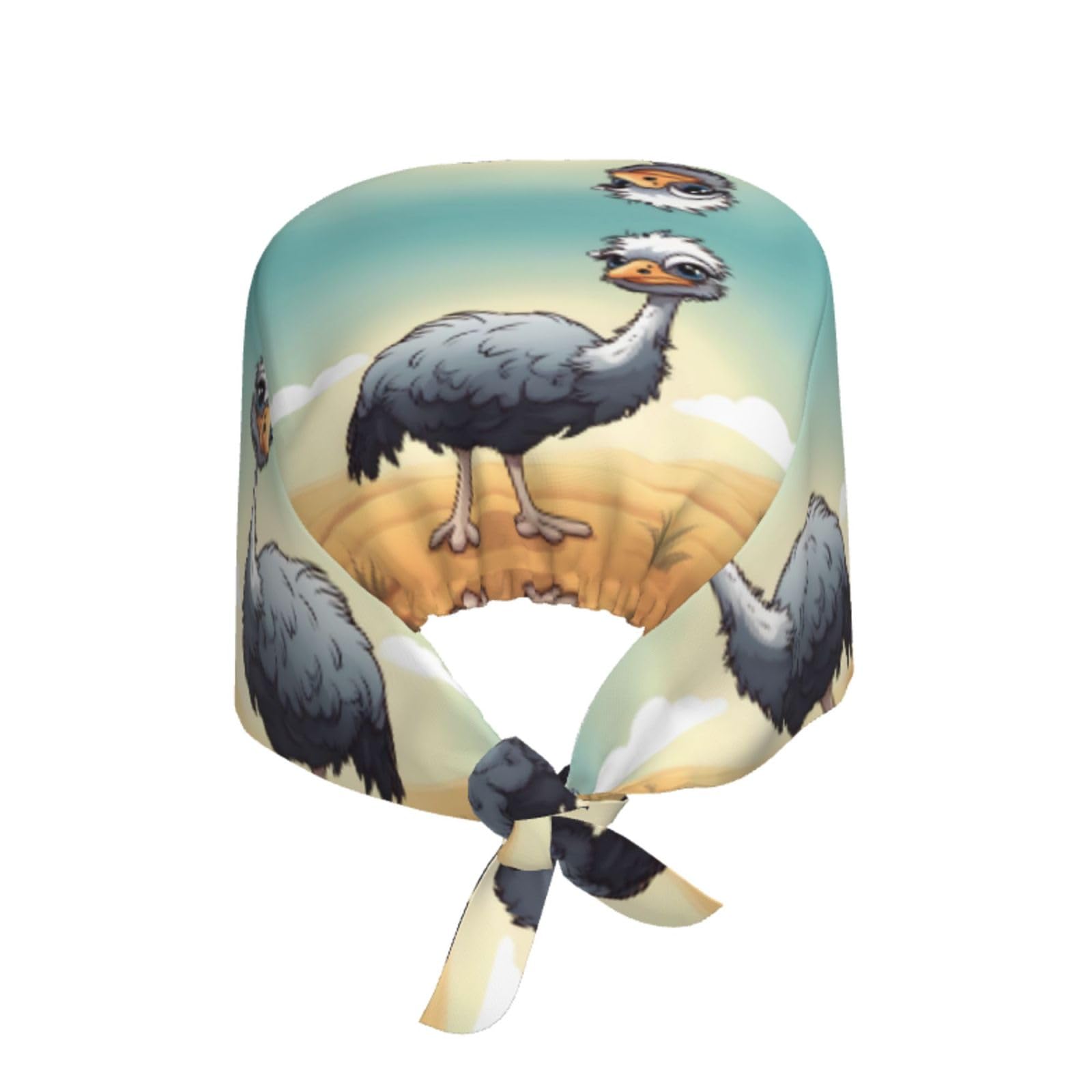 YYHWHJDE Breathable Work Hat Cute Ostrich Prints Adjustable Comfortable Chef Hat for Women & Men Black