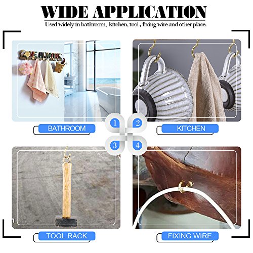 Glarks GLLABG-2 120-Pieces 6 Size Brass Plated Screw-In Cup Hooks Lag Thread Handy Hanging Hooks Assortment Set thumb #5