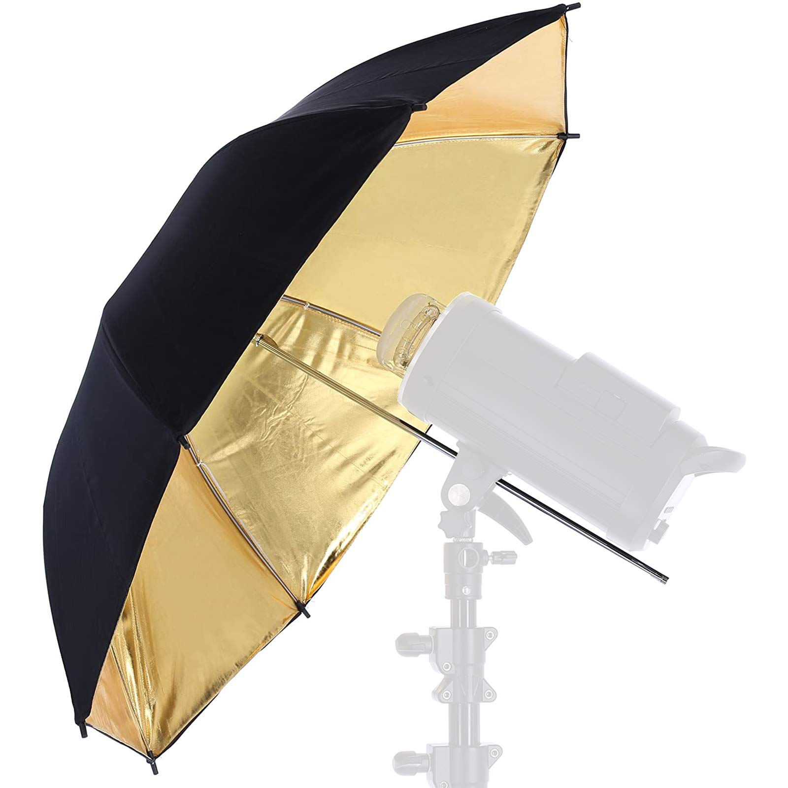 Foto Studio Nero Oro Ombrello Riflettente Ombrello per Ritratto Professionale Fotografia Luce Fotografica Flash Illuminazione Continua Video Illuminazione, 43 pollici