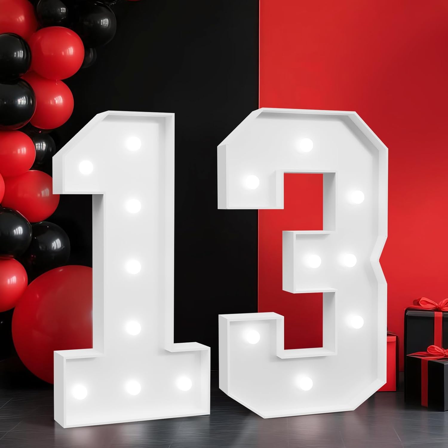 2FT Light Up Numbers for 13th Birthday Party Decor, Anniversary Marquee Number, Large Marquee Numbers for Party Event, Wedding Anniversary, Numbers 13