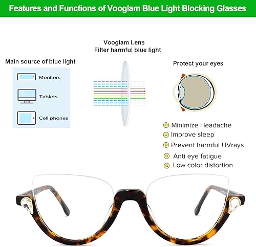 Miniatura 4 de VOOGLAM Gafas de bloqueo de luz azul con diseño de ojo de gato para mujer, antifatiga ocular, gafas UV Sylvia