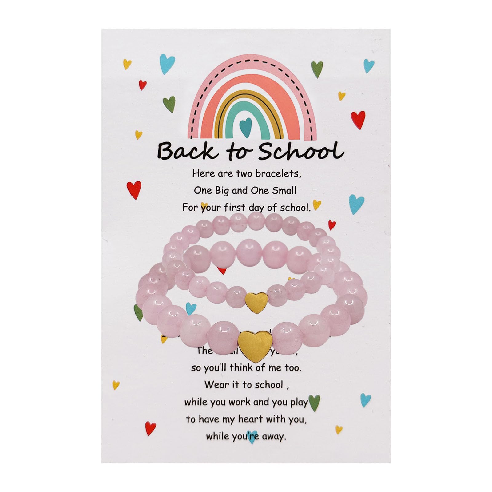 DOLLESS Back to School Bracelets Matching Heart Mother Daughter Bracelets First Day of School Gifts