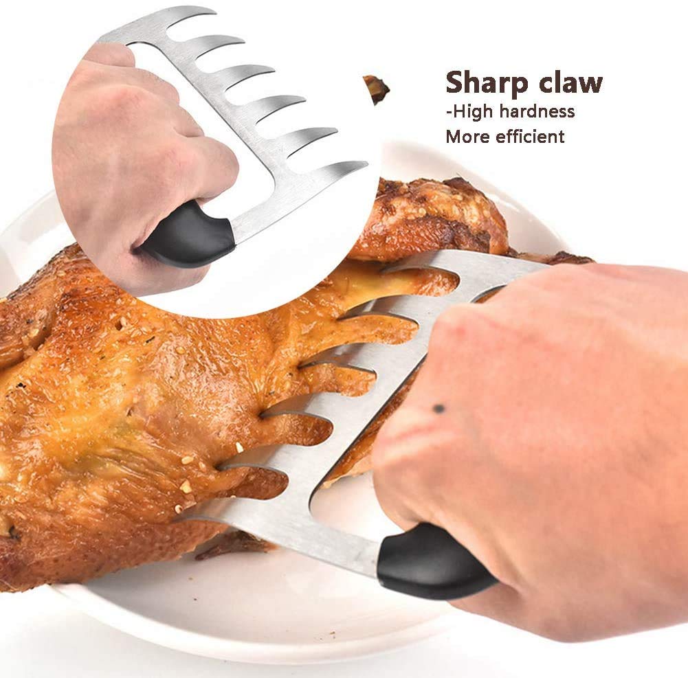 Fleischkrallen aus rostfreiem Stahl Bärentatzen Krallen Cutter Teiler Kochutensilien zum Grillen Rindfleisch, Brust, Pute und Braten 1 Paar