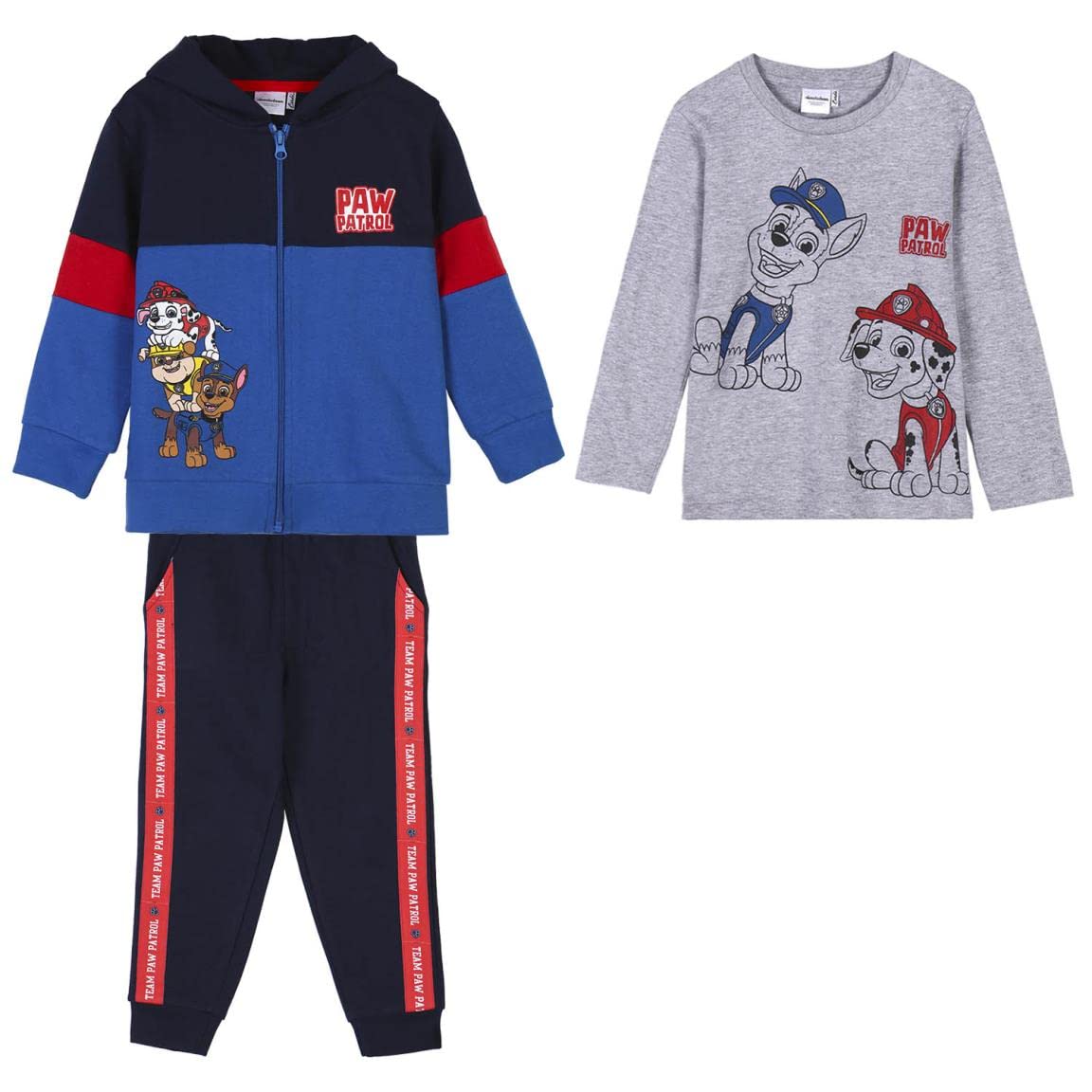 CERDÁ LIFE'S LITTLE MOMENTS Zestaw dresów Chłopcy Szandal Patrol Psi 3 Kawałki - Zestaw Bluzy, Spodnie Dresowe I Koszulka Z Długim Rękawem - Oficjalna Licencja