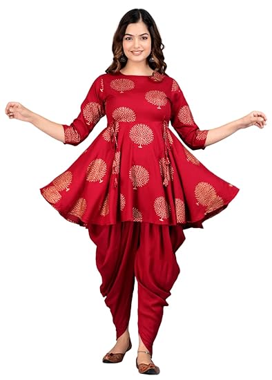 Women Dhoti & Kurta Set Viscose Rayon