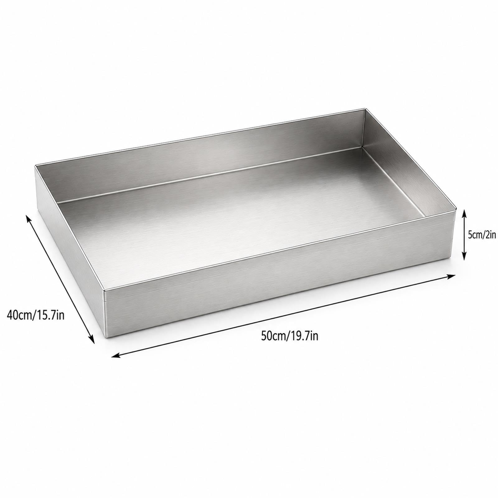 Vassoio in Acciaio Inox 304 con Bordo Rialzato da 5 cm